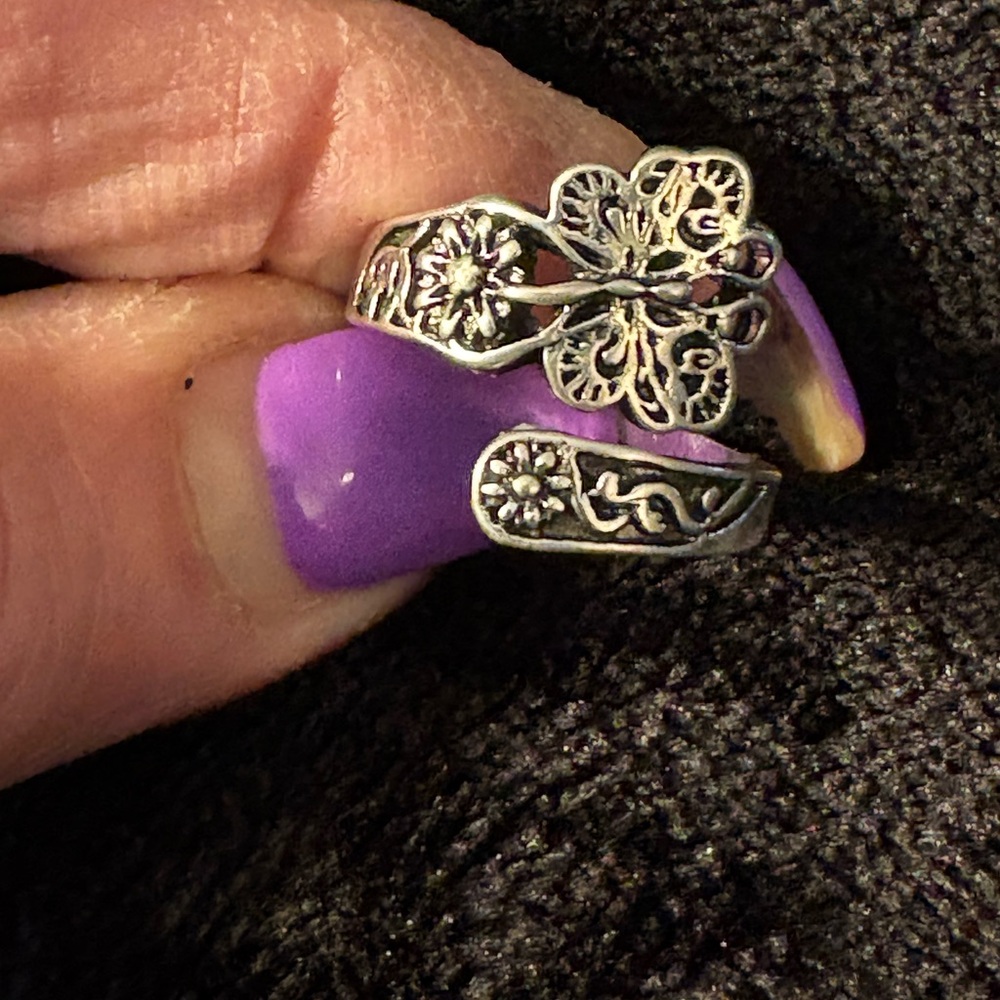 Ring- Silver Tone Adjustable Bohemian Butterfly stainless steel  Ring nwt